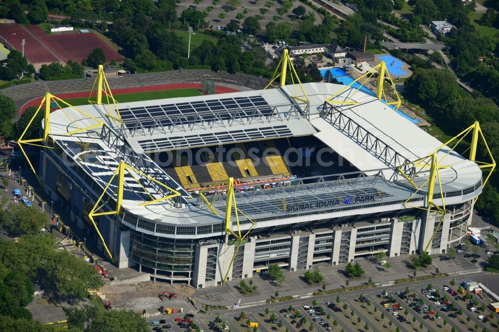 Dortmund from above - The Stadium of Borussia Dortmund on Borusseum, the Signal Iduna Park Stadium