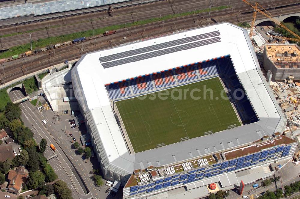 Basel from the bird's eye view: Arena - stadium at St. Jakob-Park in Basel, Switzerland