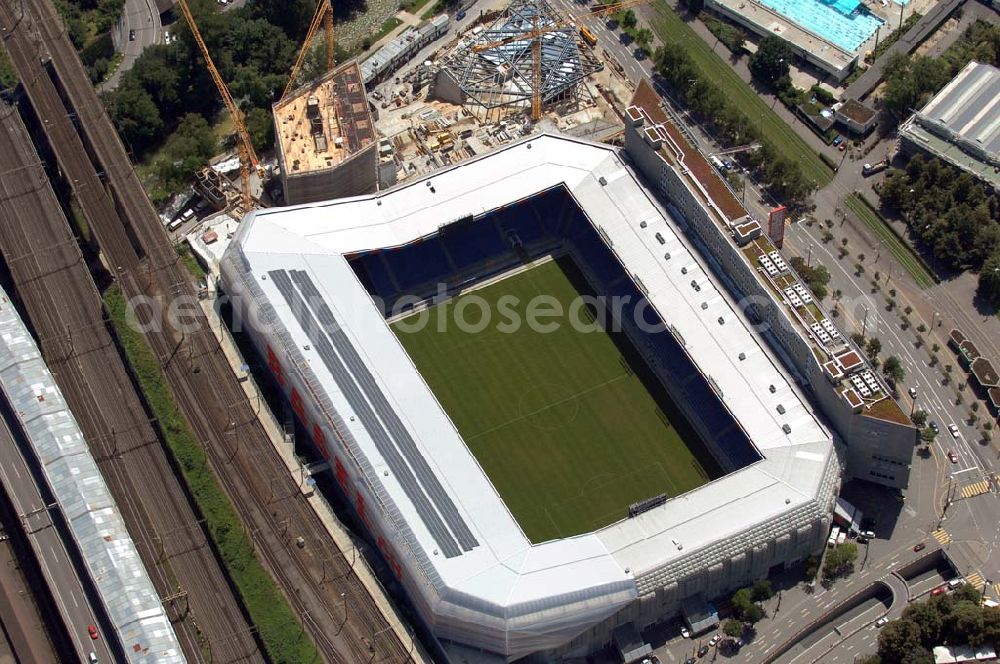 Aerial image Basel - Arena - stadium at St. Jakob-Park in Basel, Switzerland