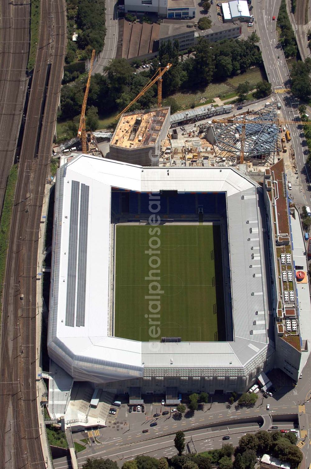 Basel from above - Arena - stadium at St. Jakob-Park in Basel, Switzerland