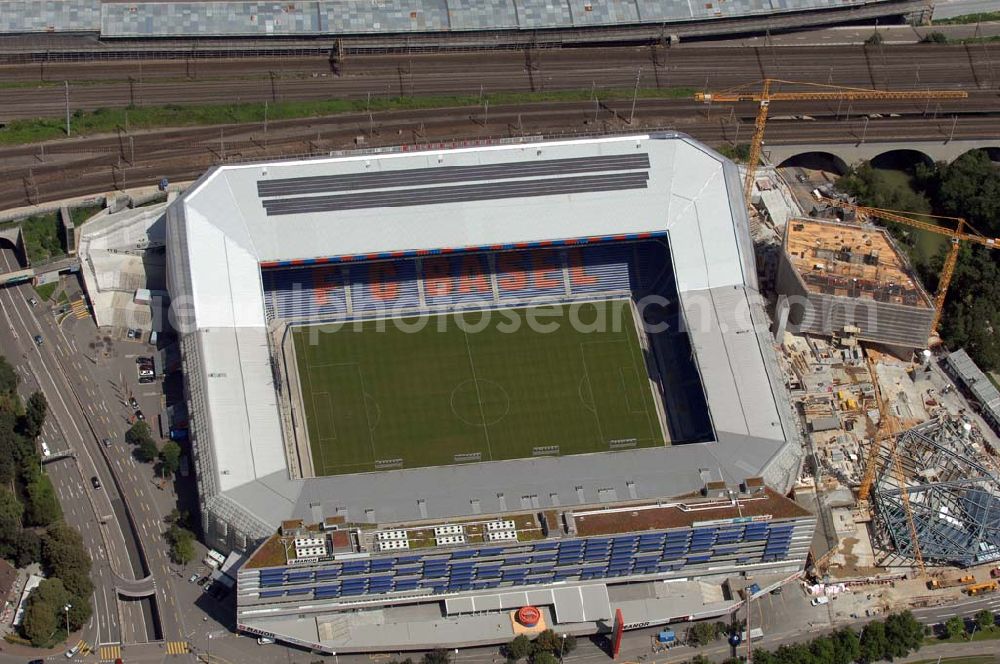 Basel from the bird's eye view: Arena - stadium at St. Jakob-Park in Basel, Switzerland