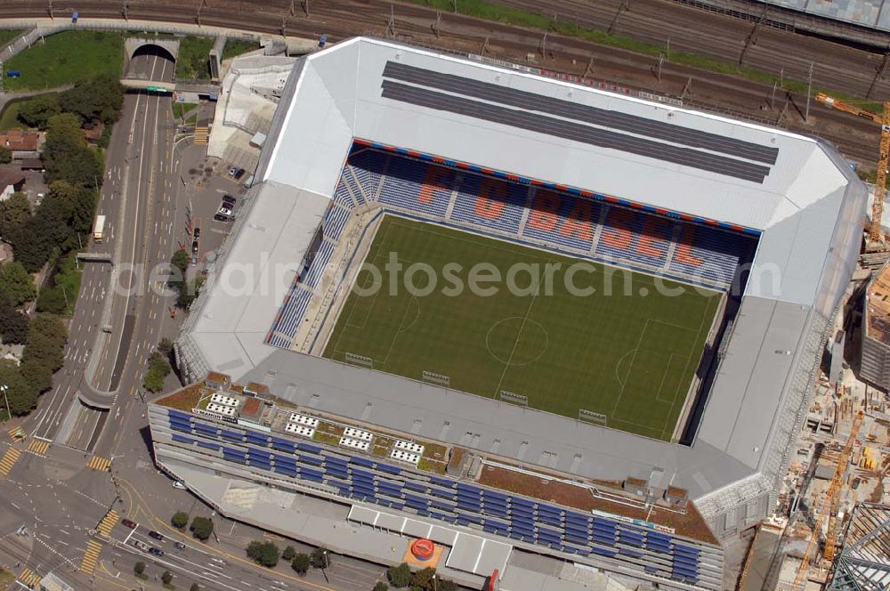 Basel from above - Arena - stadium at St. Jakob-Park in Basel, Switzerland