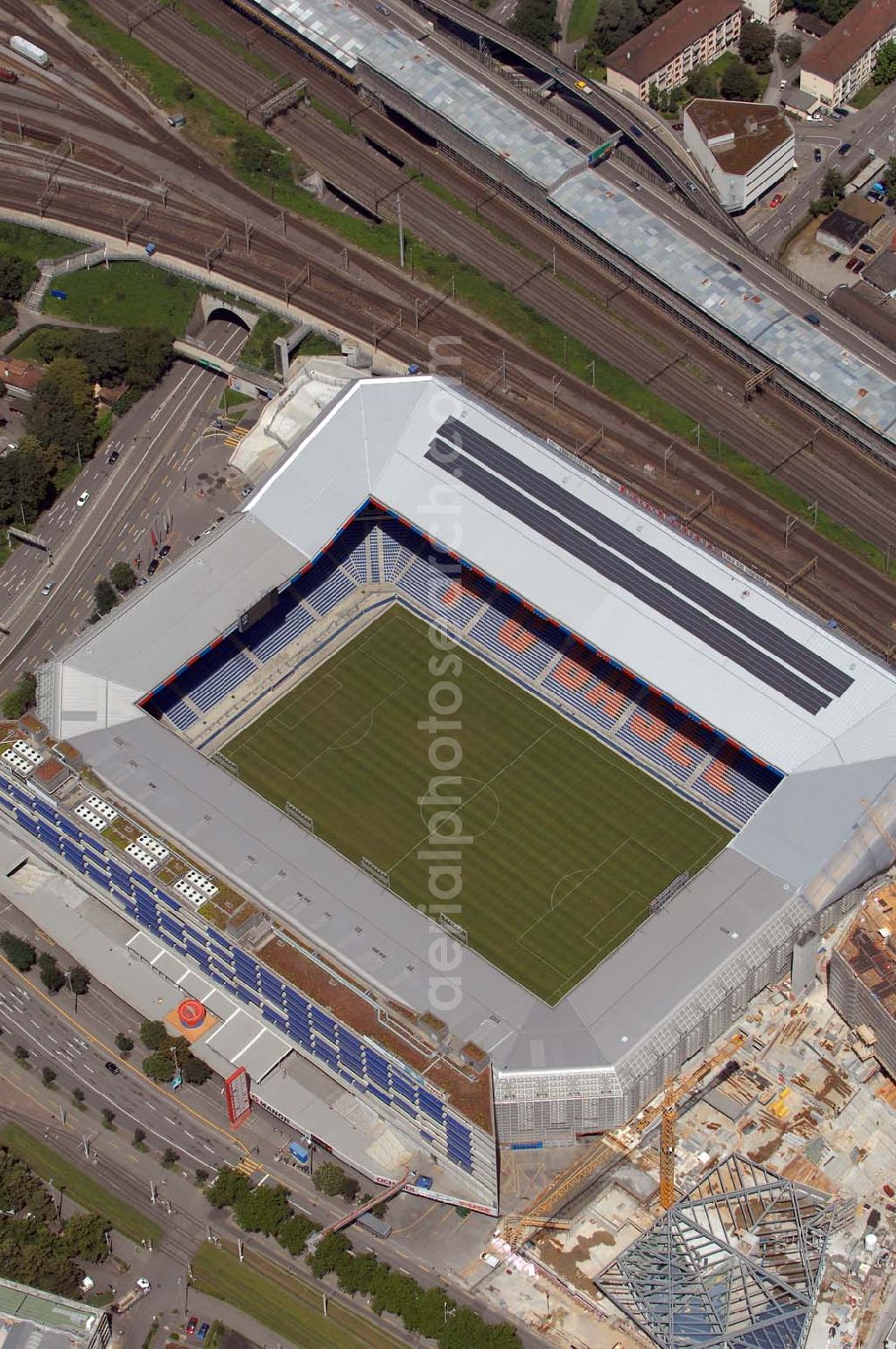 Basel from the bird's eye view: Arena - stadium at St. Jakob-Park in Basel, Switzerland