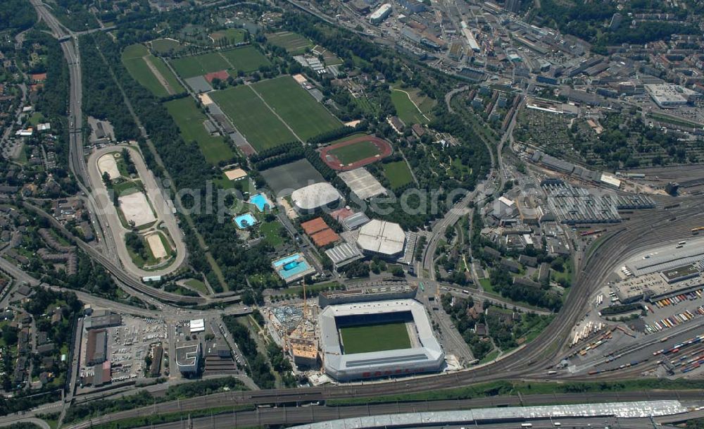 Aerial image Basel - Arena - stadium at St. Jakob-Park in Basel, Switzerland