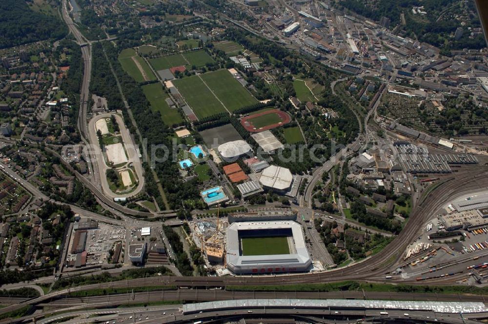 Basel from the bird's eye view: Arena - stadium at St. Jakob-Park in Basel, Switzerland