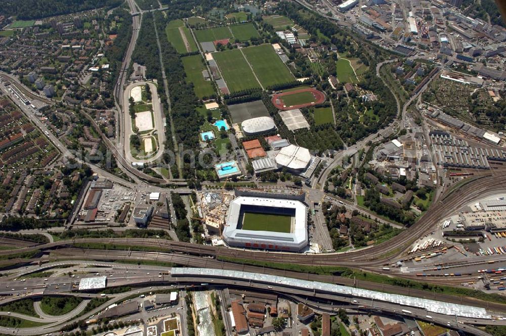 Aerial image Basel - Arena - stadium at St. Jakob-Park in Basel, Switzerland