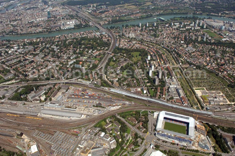 Aerial image Basel - Arena - stadium at St. Jakob-Park in Basel, Switzerland