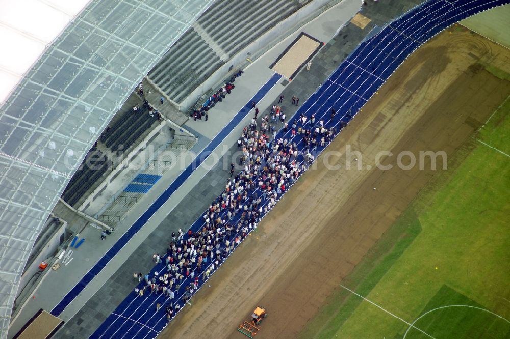 Aerial image Berlin - Sports facility grounds of the Arena stadium Olympiastadion of Hertha BSC in Berlin in Germany