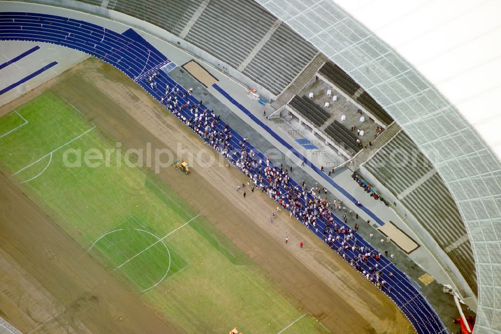 Berlin from the bird's eye view: Sports facility grounds of the Arena stadium Olympiastadion of Hertha BSC in Berlin in Germany