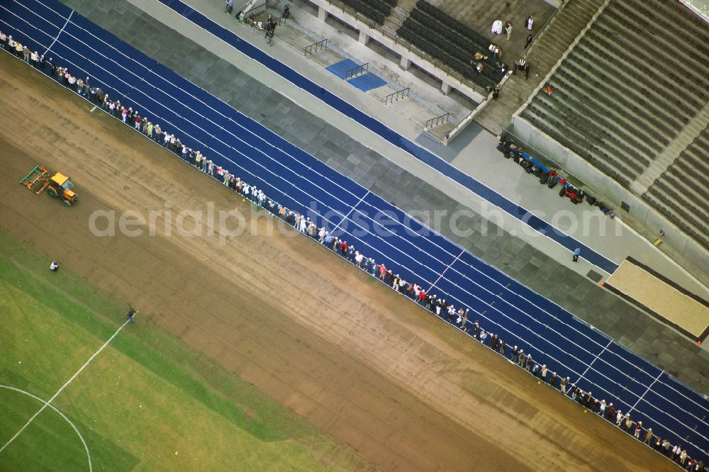 Berlin from above - Sports facility grounds of the Arena stadium Olympiastadion of Hertha BSC in Berlin in Germany