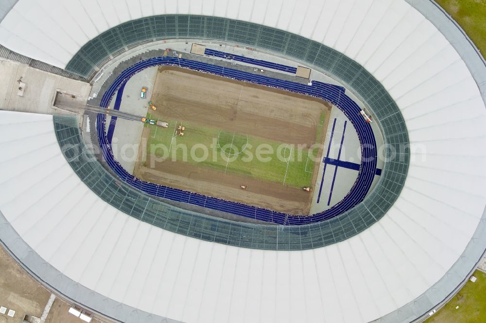 Berlin from the bird's eye view: Sports facility grounds of the Arena stadium Olympiastadion of Hertha BSC in Berlin in Germany