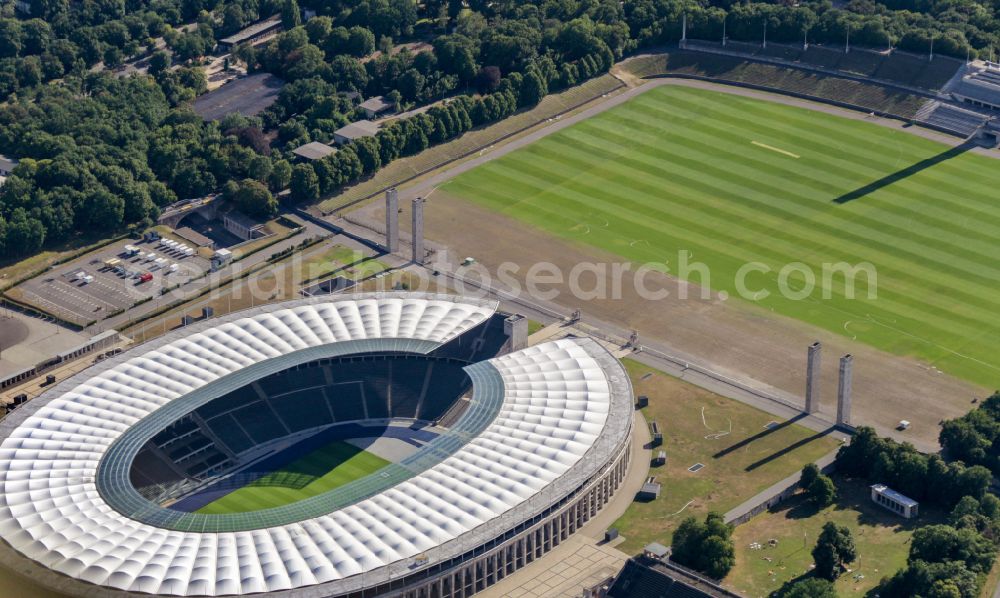 Berlin from the bird's eye view: Sports facility grounds of the Arena stadium Olympiastadion of Hertha BSC in Berlin in Germany