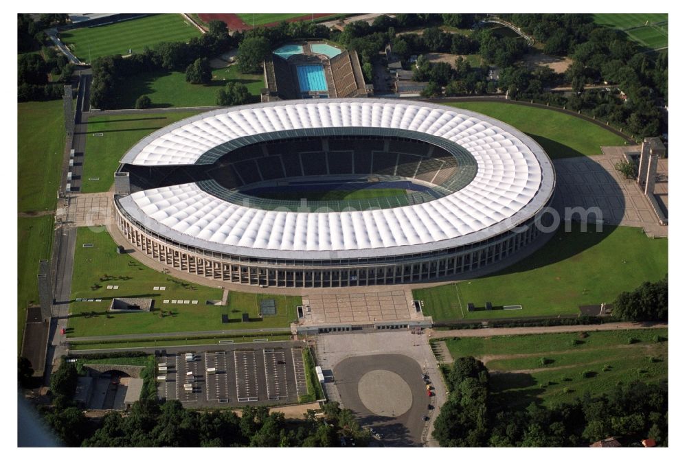 Berlin from the bird's eye view: Sports facility grounds of the Arena stadium Olympiastadion of Hertha BSC in Berlin in Germany