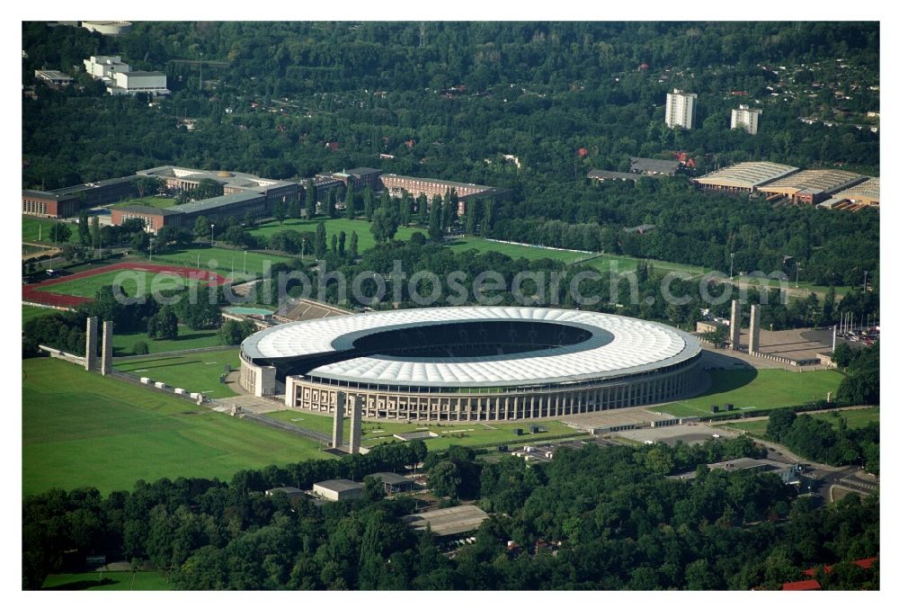 Berlin from the bird's eye view: Sports facility grounds of the Arena stadium Olympiastadion of Hertha BSC in Berlin in Germany