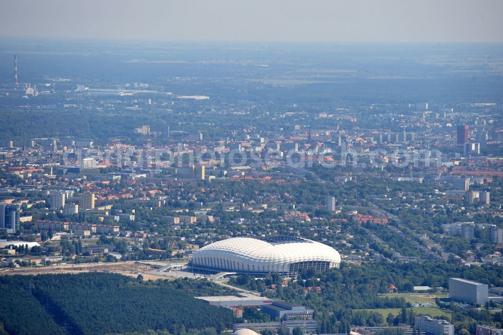 Aerial photograph Poznan - Sports facility grounds of the Arena stadium Stadion Miejski - INEA Stadion in the district Grunwald in Poznan - Posen in Wielkopolskie, Poland