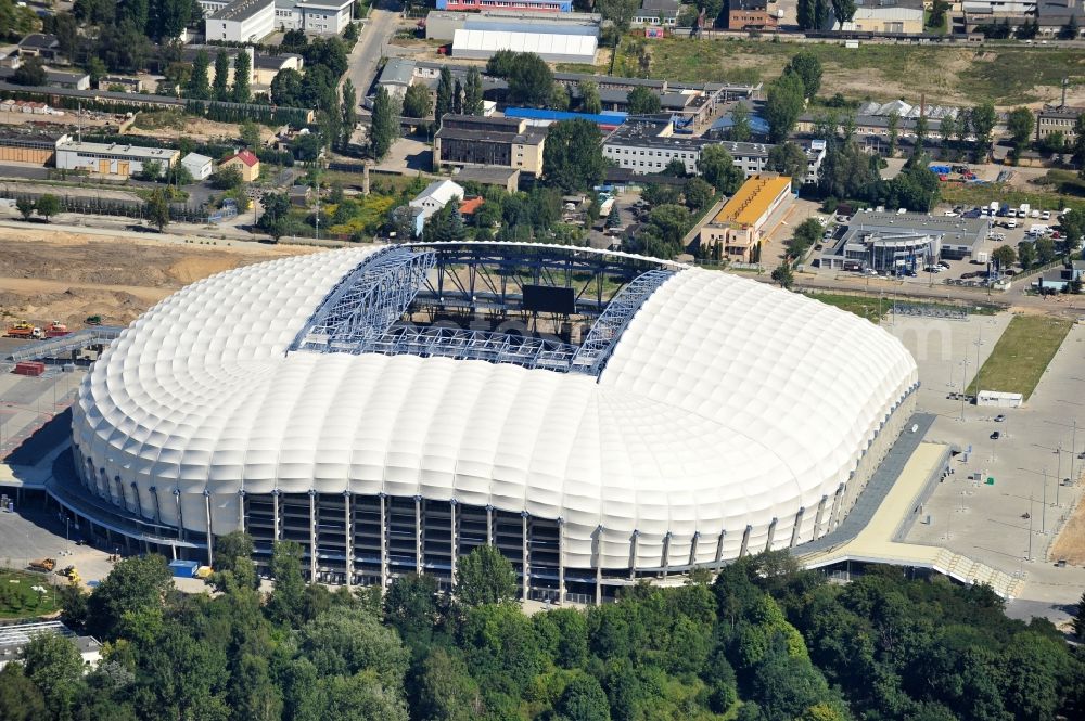 Aerial photograph Poznan - Sports facility grounds of the Arena stadium Stadion Miejski - INEA Stadion in the district Grunwald in Poznan - Posen in Wielkopolskie, Poland