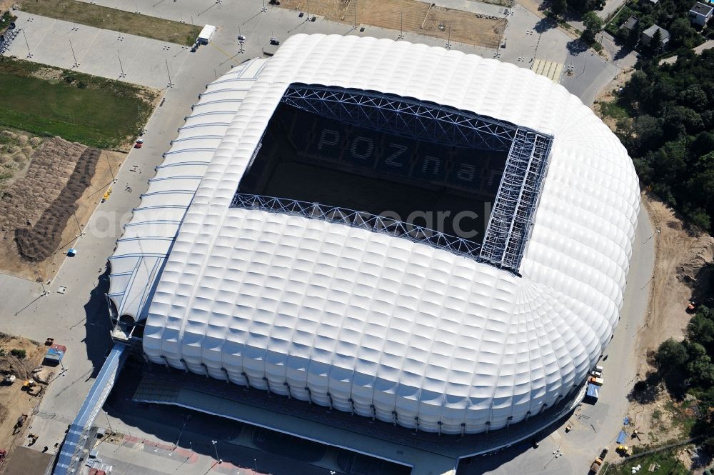 Aerial image Poznan - Sports facility grounds of the Arena stadium Stadion Miejski - INEA Stadion in the district Grunwald in Poznan - Posen in Wielkopolskie, Poland