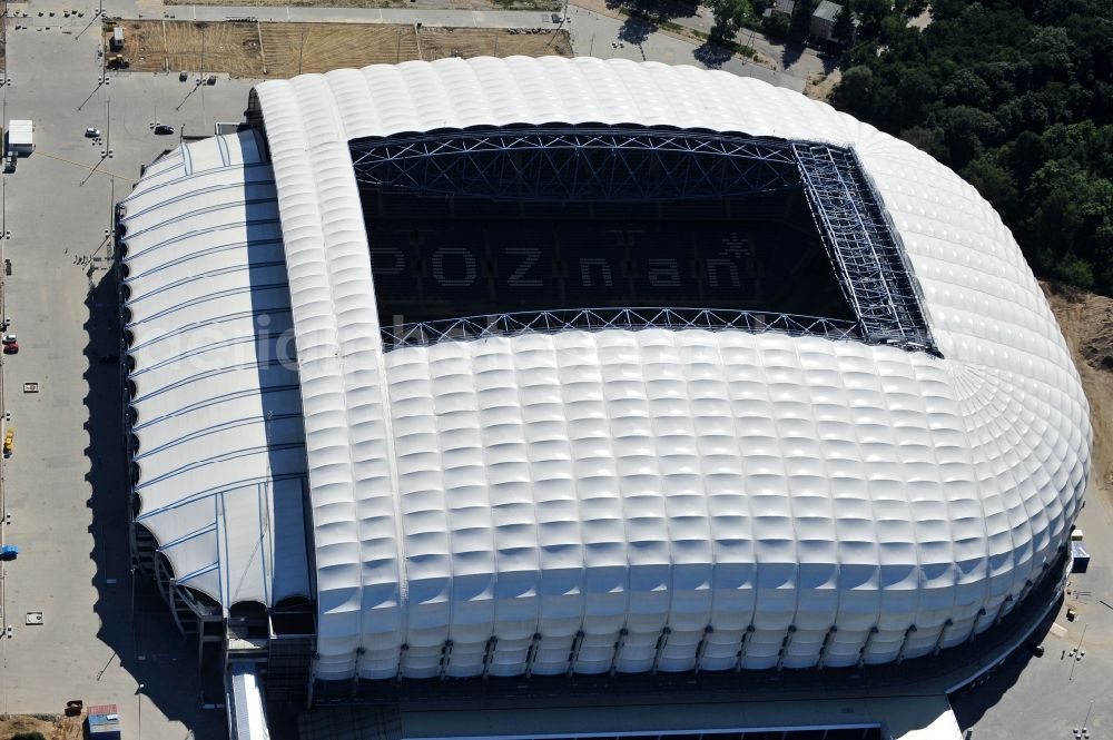 Aerial image Poznan - Sports facility grounds of the Arena stadium Stadion Miejski - INEA Stadion in the district Grunwald in Poznan - Posen in Wielkopolskie, Poland