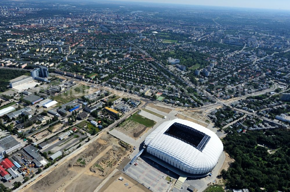 Aerial photograph Poznan - Sports facility grounds of the Arena stadium Stadion Miejski - INEA Stadion in the district Grunwald in Poznan - Posen in Wielkopolskie, Poland