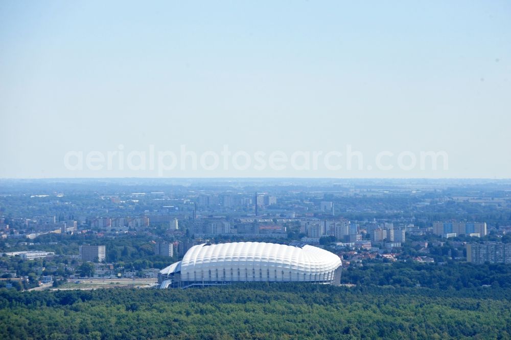 Aerial photograph Poznan - Sports facility grounds of the Arena stadium Stadion Miejski - INEA Stadion in the district Grunwald in Poznan - Posen in Wielkopolskie, Poland