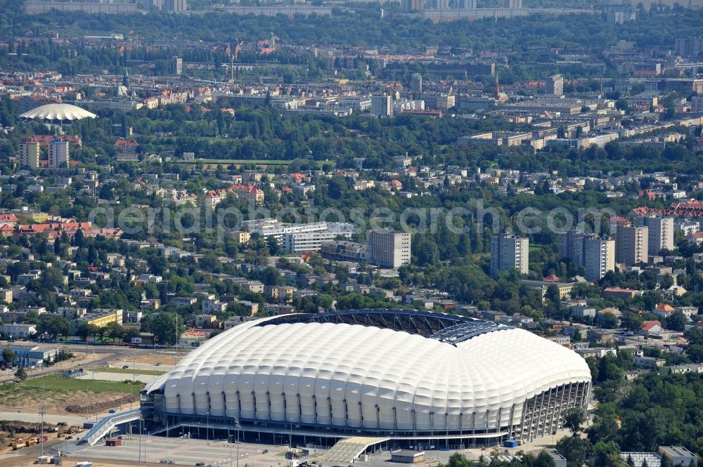 Aerial photograph Poznan - Sports facility grounds of the Arena stadium Stadion Miejski - INEA Stadion in the district Grunwald in Poznan - Posen in Wielkopolskie, Poland