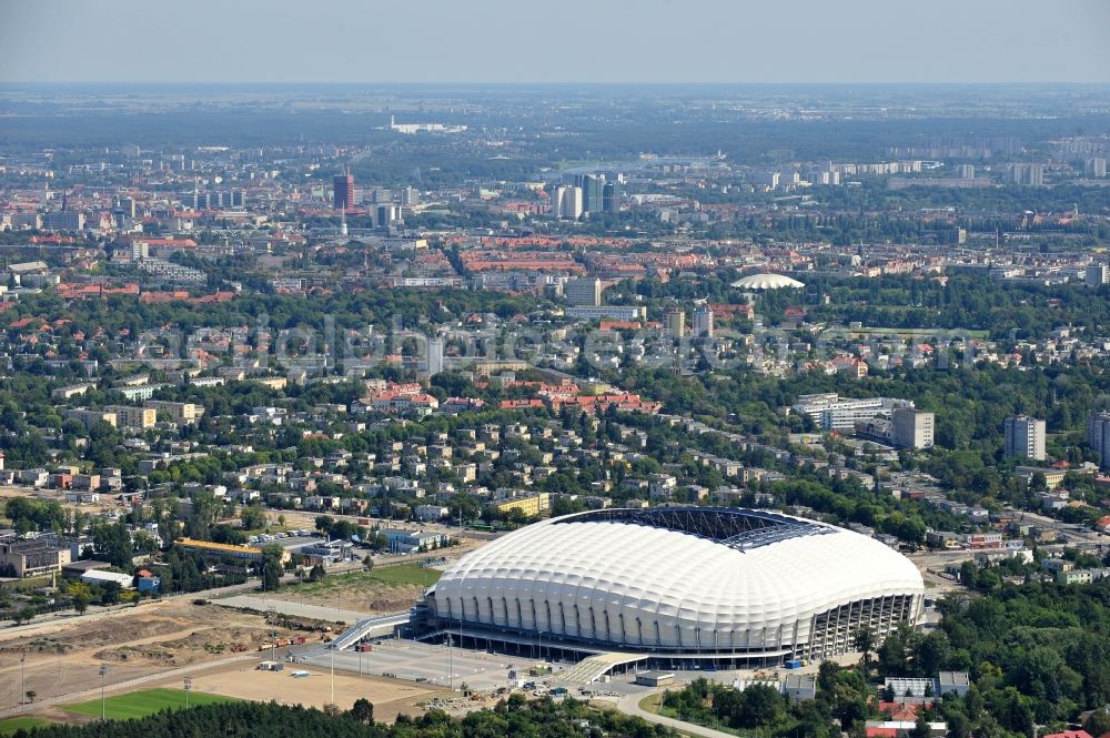 Aerial photograph Poznan - Sports facility grounds of the Arena stadium Stadion Miejski - INEA Stadion in the district Grunwald in Poznan - Posen in Wielkopolskie, Poland