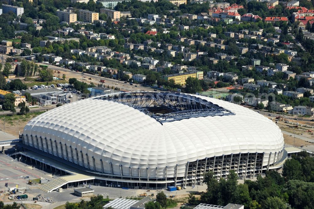 Aerial photograph Poznan - Sports facility grounds of the Arena stadium Stadion Miejski - INEA Stadion in the district Grunwald in Poznan - Posen in Wielkopolskie, Poland