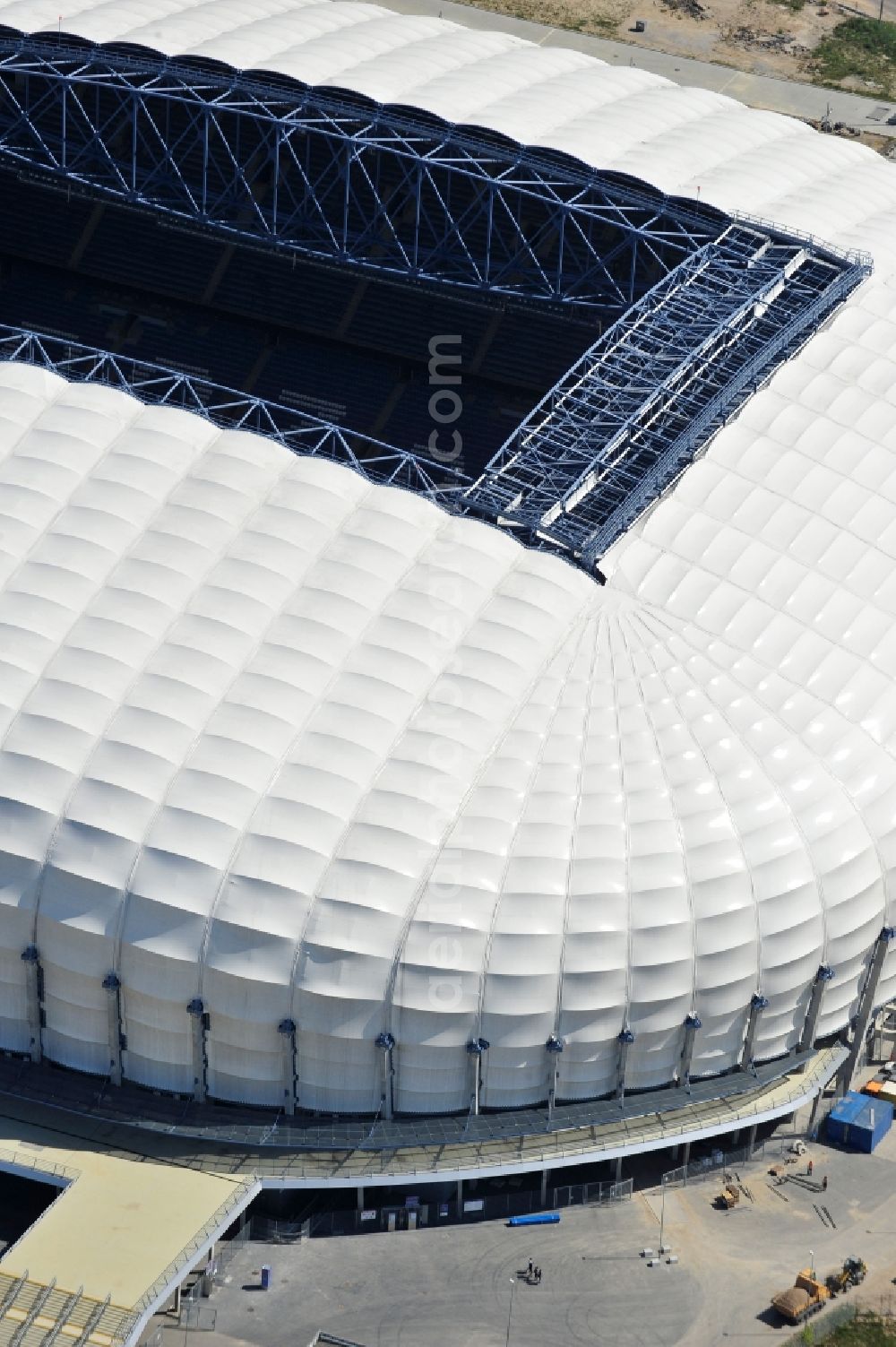 Aerial image Poznan - Sports facility grounds of the Arena stadium Stadion Miejski - INEA Stadion in the district Grunwald in Poznan - Posen in Wielkopolskie, Poland