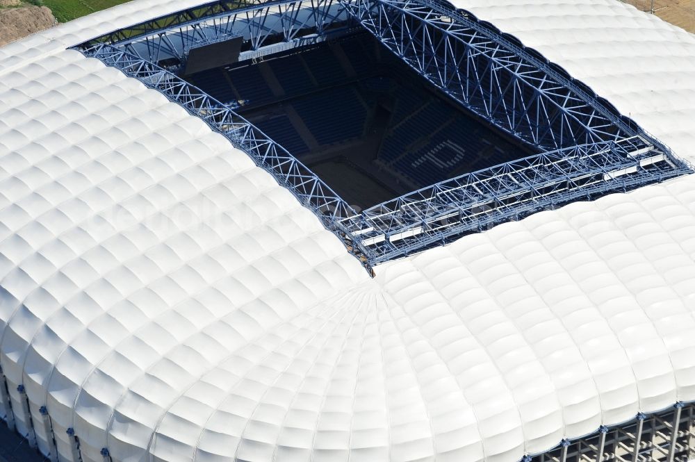 Aerial image Poznan - Sports facility grounds of the Arena stadium Stadion Miejski - INEA Stadion in the district Grunwald in Poznan - Posen in Wielkopolskie, Poland