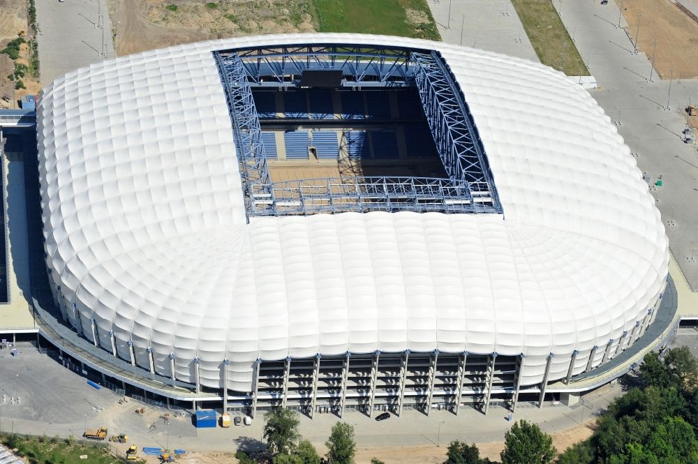 Aerial photograph Poznan - Sports facility grounds of the Arena stadium Stadion Miejski - INEA Stadion in the district Grunwald in Poznan - Posen in Wielkopolskie, Poland