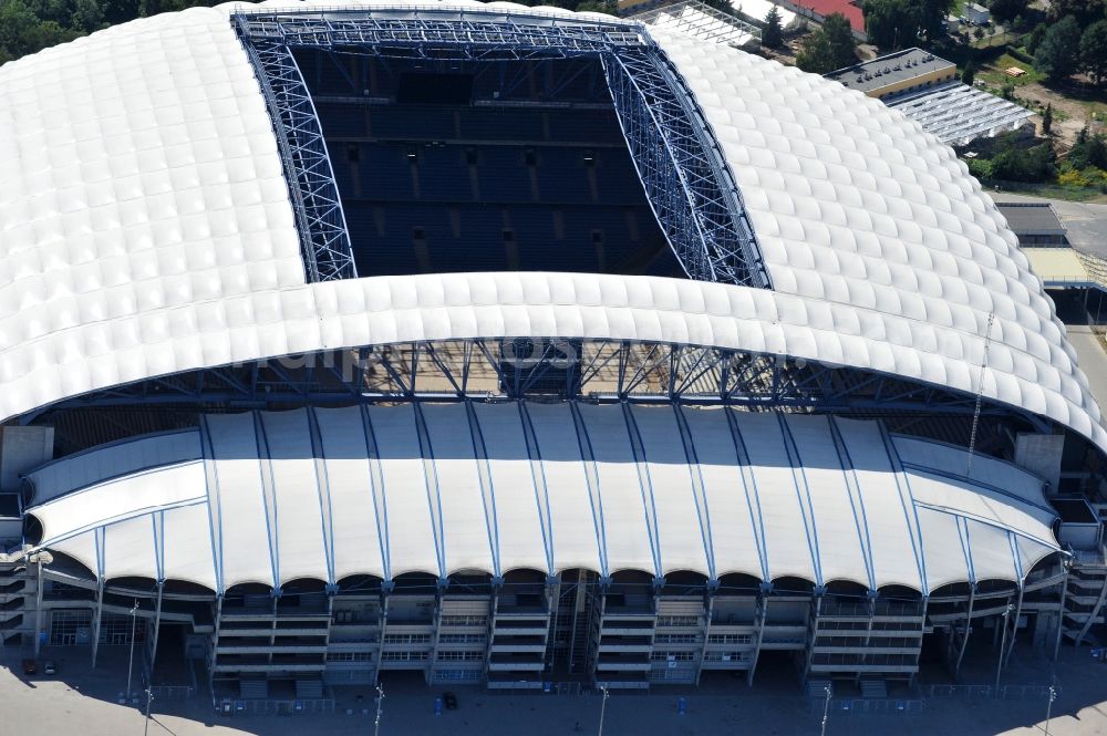 Poznan from the bird's eye view: Sports facility grounds of the Arena stadium Stadion Miejski - INEA Stadion in the district Grunwald in Poznan - Posen in Wielkopolskie, Poland