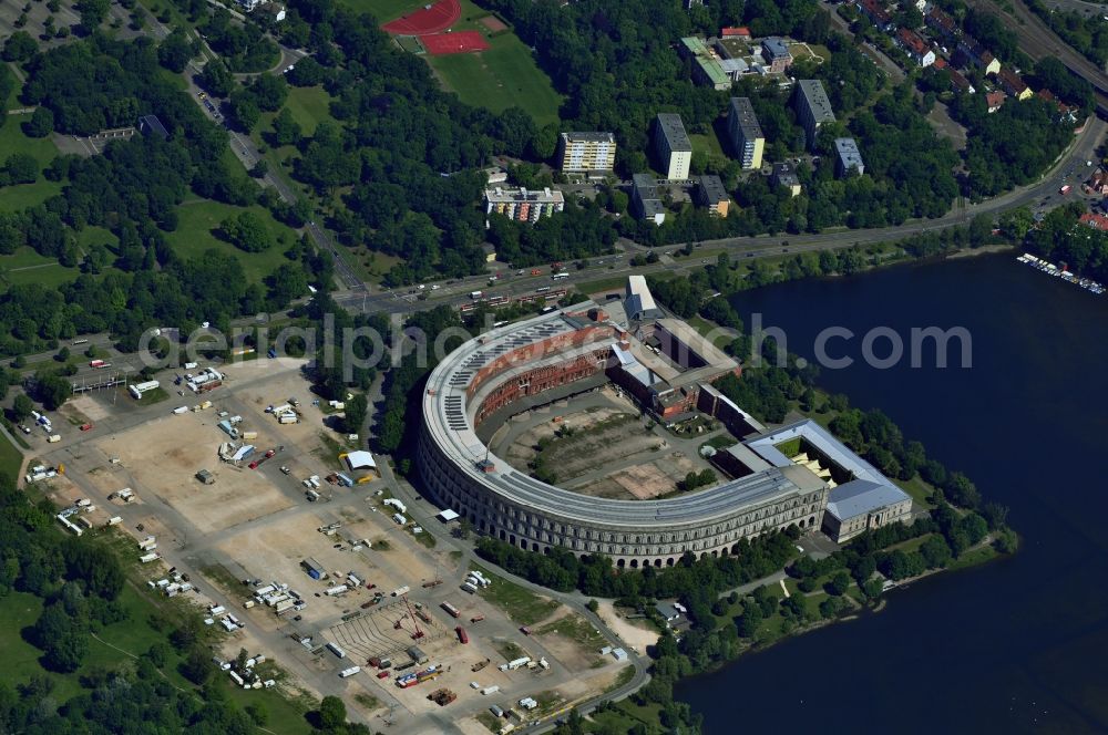 Nürnberg from above - Arena of the unfinished Congress Hall on the former Nazi party rally grounds in Nuremberg in Bavaria