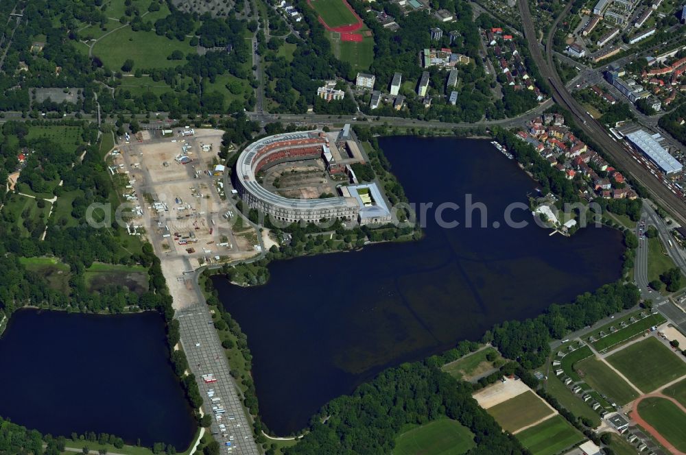 Aerial photograph Nürnberg - Arena of the unfinished Congress Hall on the former Nazi party rally grounds in Nuremberg in Bavaria