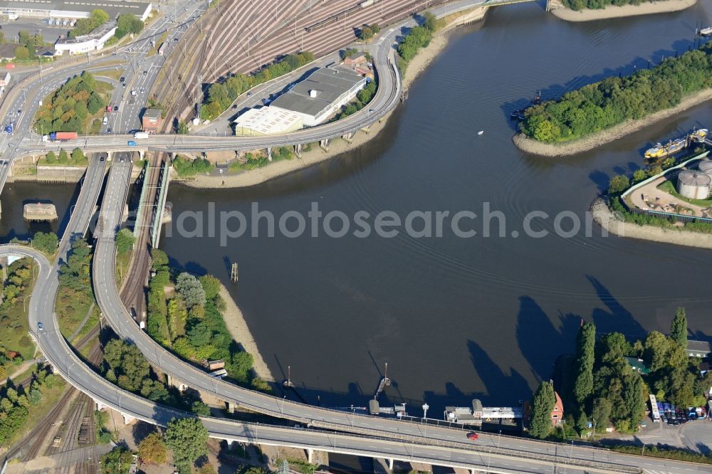 Hamburg from the bird's eye view: The junction Argentinienknoten with Kluetjenfelder road, Ellerholz bridge and Argentinien bridge. A project of the Hamburg Port Authority HPA