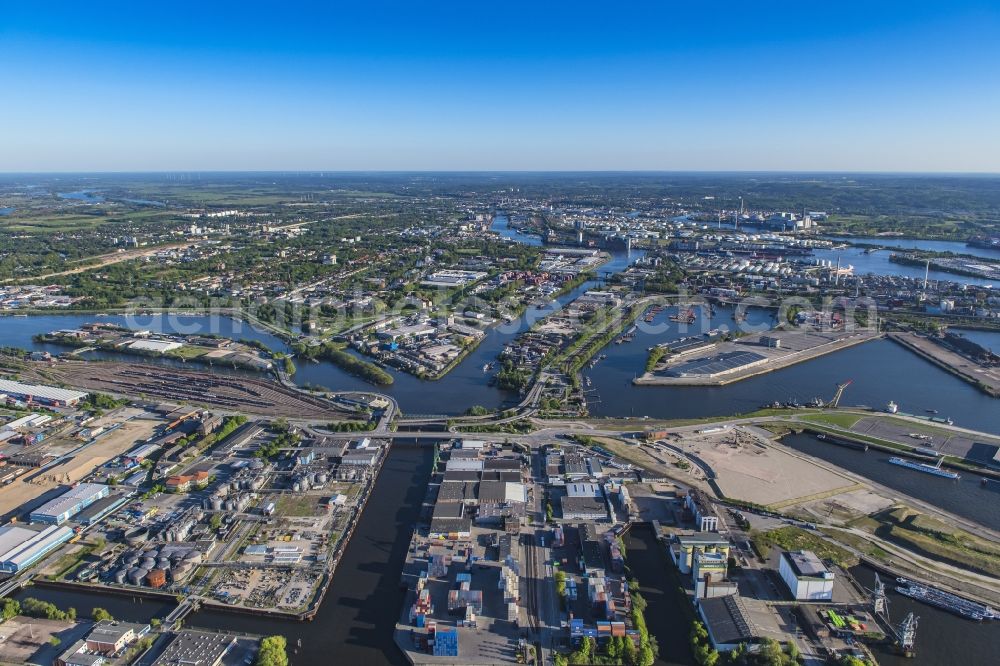 Aerial photograph Hamburg - The junction Argentinienknoten with Kluetjenfelder road, Ellerholz bridge and Argentinien bridge. A project of the Hamburg Port Authority HPA