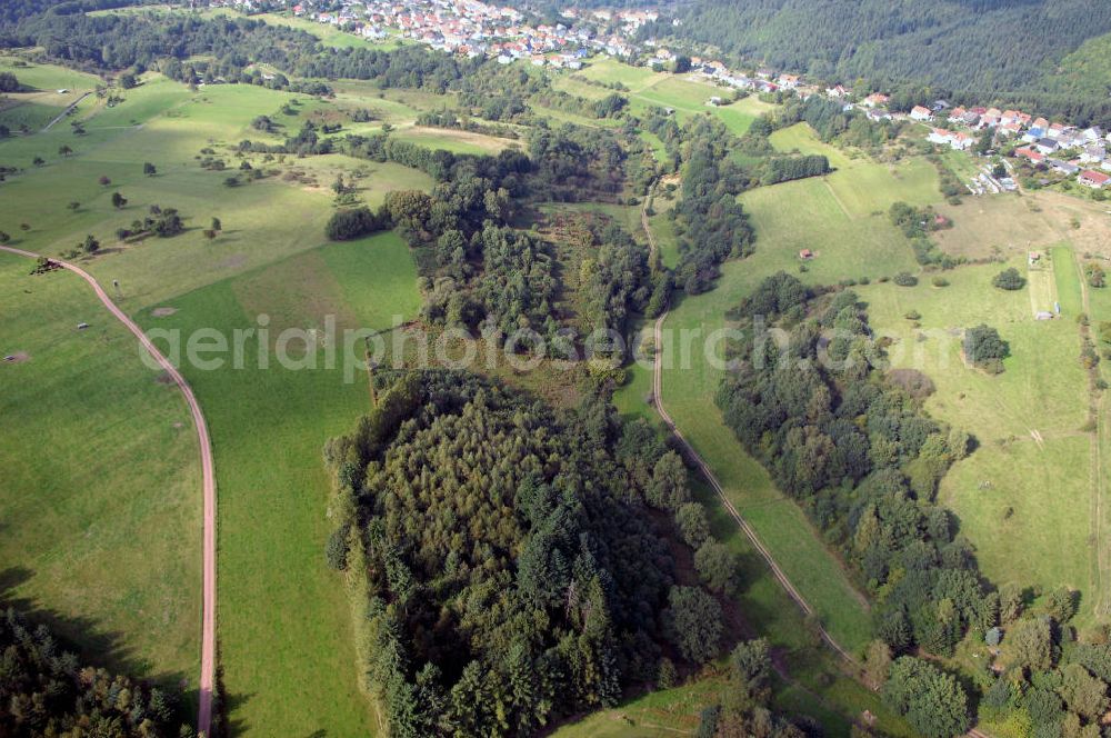 Mettlach OT Saarhölzbach from above - Blick über das Arkansas Wäldchen bei Saarhölzbach.