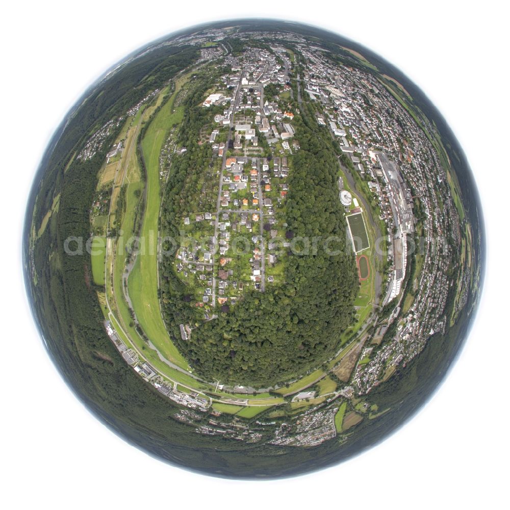 Arnsberg from the bird's eye view: Fisheye view at Arnsberg in the Upper Sauerland in the federal state of North Rhine-Westphalia NRW