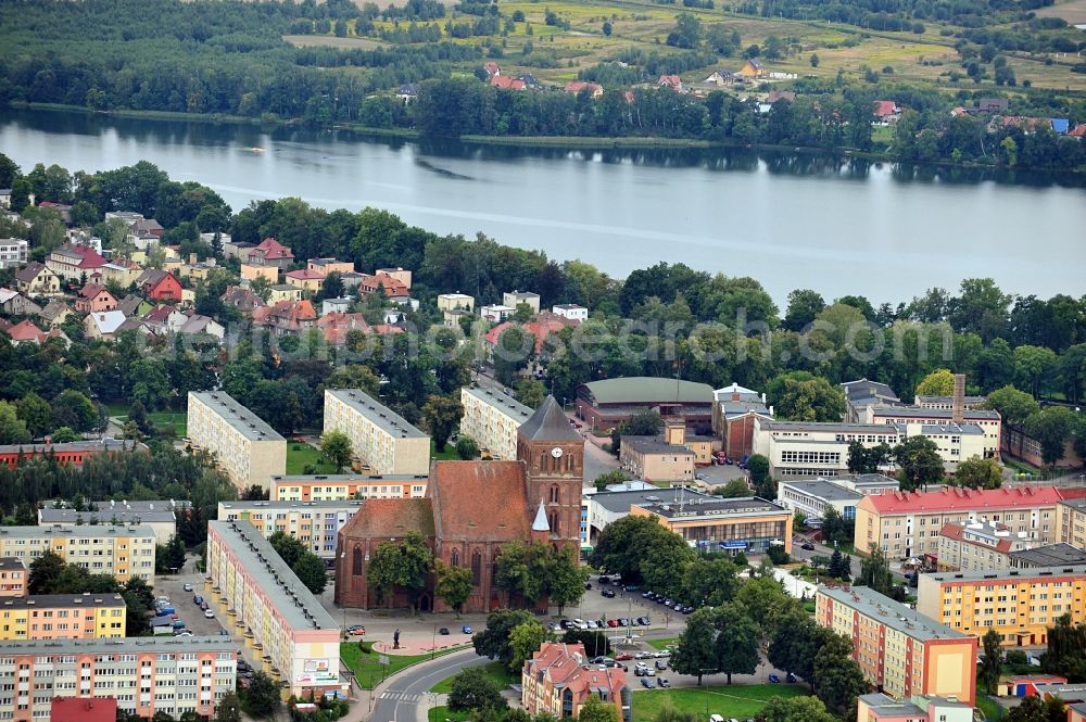 Choszczno / Arnswalde from the bird's eye view: View of Arnswalde in the province of Westpommern with St. Marie´s Church on the Market Square