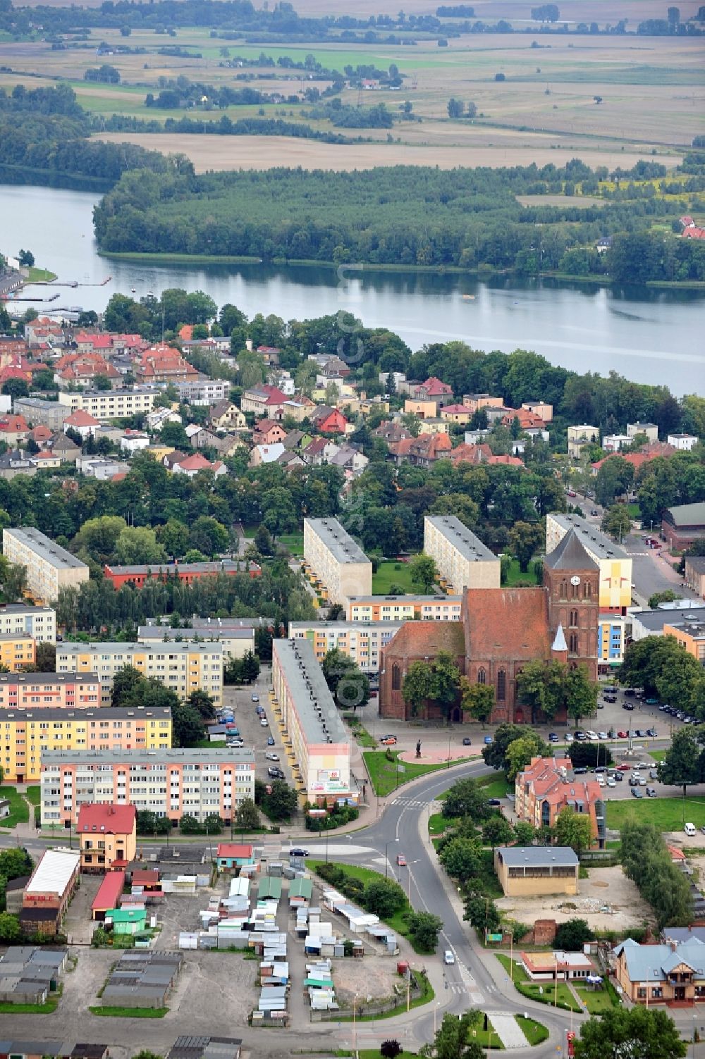 Aerial image Choszczno / Arnswalde - View of Arnswalde in the province of Westpommern with St. Marie´s Church on the Market Square