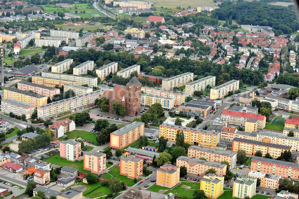 Choszczno / Arnswalde from above - View of Arnswalde in the province of Westpommern with St. Marie´s Church on the Market Square