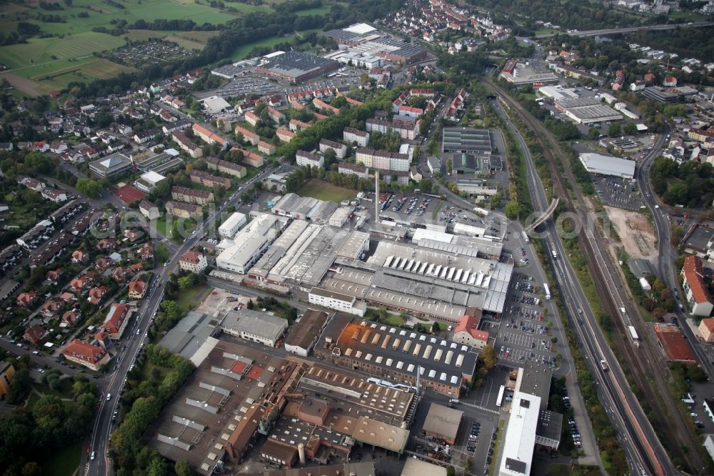 Aerial photograph Aschaffenburg - District view of Aschaffenburg-Schweinheim with the commercial area Schweinheimer Strasse and Bahnweg in the state of Bavaria