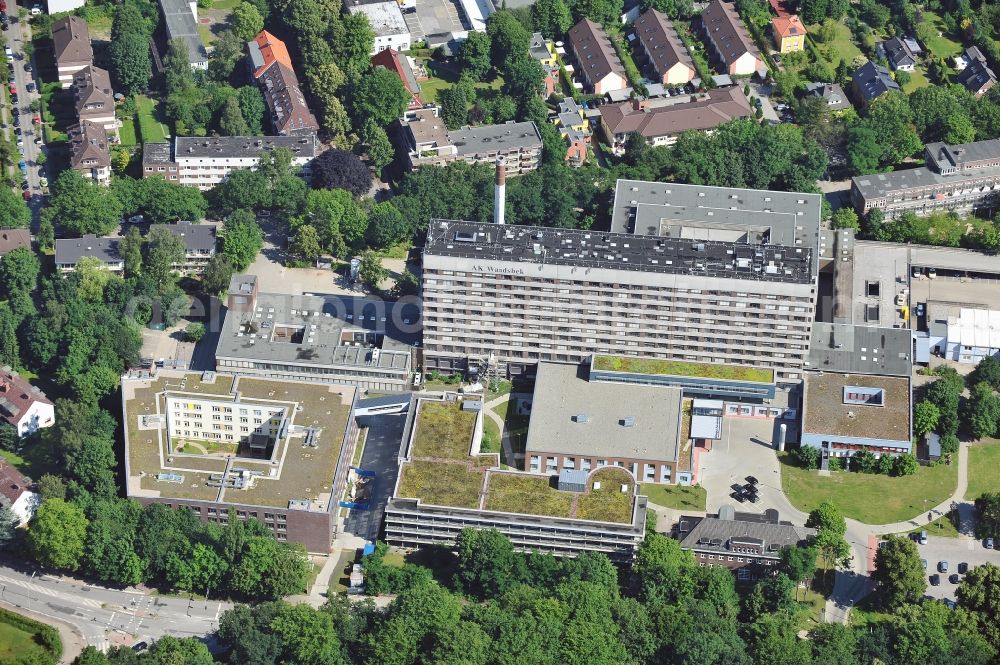 Hamburg from the bird's eye view: View of the complex of the Asklepios Clinic in Hamburg