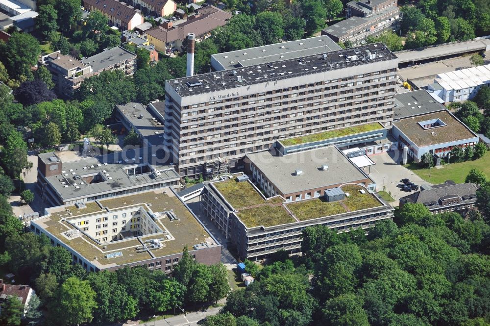 Hamburg from the bird's eye view: View of the complex of the Asklepios Clinic in Hamburg