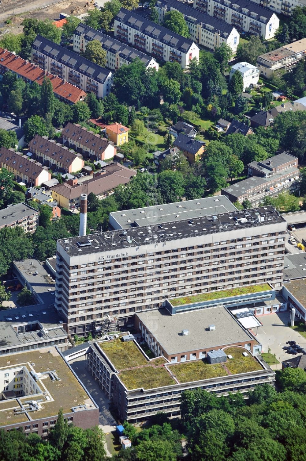 Aerial image Hamburg - View of the complex of the Asklepios Clinic in Hamburg