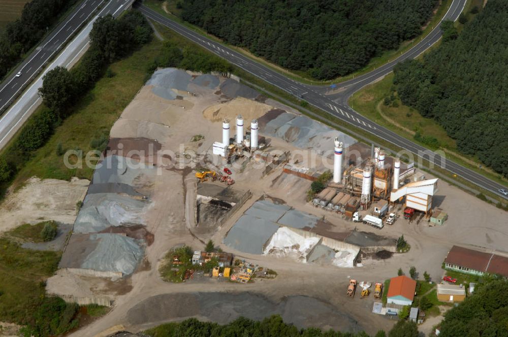 WITTSTOCK from above - EUROVIA Industrie GmbH, Asphalt-, Beton- und Recyclingwerk Wittstock, Wittstocker Chaussee 1, 16909 Wittstock-Liebenthal, Tel. +49 (0)33962 50-421, Fax: +49 (0)33962 50-431, E-Mail: Wittstock.Industrie@eurovia.de