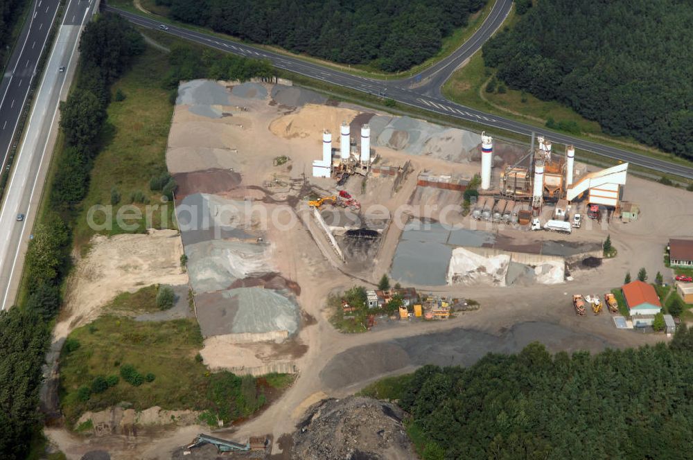 WITTSTOCK from the bird's eye view: EUROVIA Industrie GmbH, Asphalt-, Beton- und Recyclingwerk Wittstock, Wittstocker Chaussee 1, 16909 Wittstock-Liebenthal, Tel. +49 (0)33962 50-421, Fax: +49 (0)33962 50-431, E-Mail: Wittstock.Industrie@eurovia.de