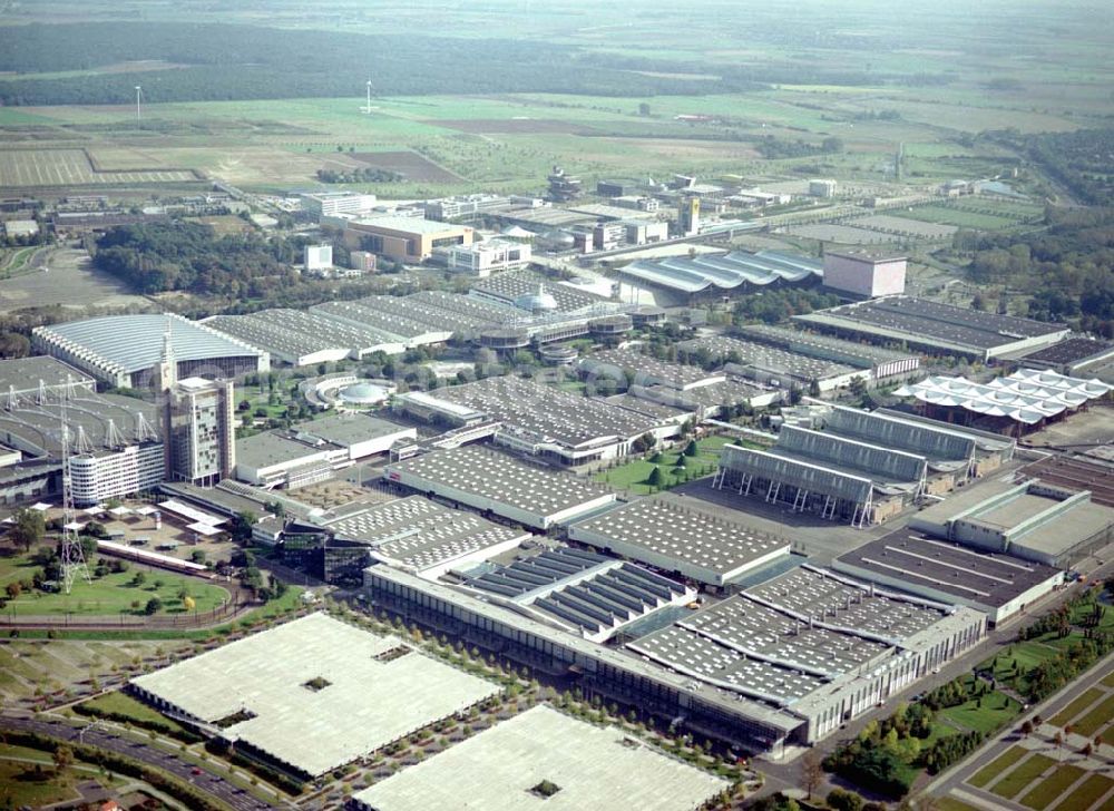 Aerial image Hannover - Sites to construct the exhibition site for World Expo 2000 at the current fairgrounds in Hanover in Lower Saxony