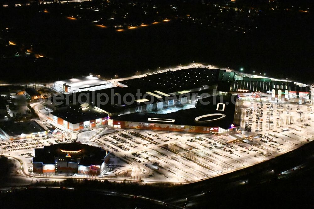 Aerial photograph at night Wildau - Night view A10 motorway at the Center Federal BAB A10 in Wildau in Brandenburg