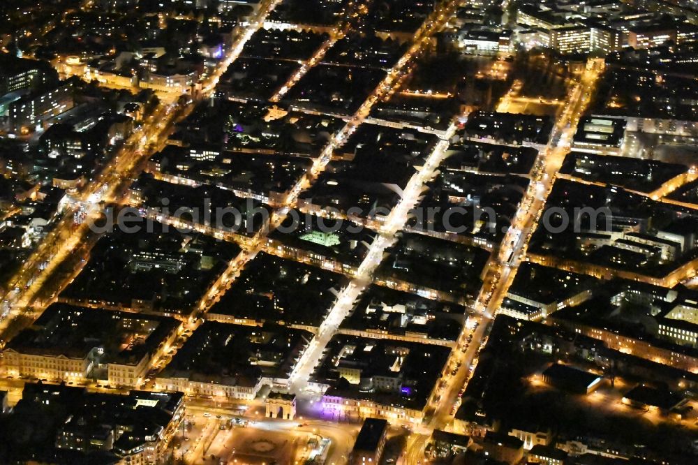 Aerial photograph at night Potsdam - Night view old Town area and city center in the district Innenstadt in Potsdam in the state Brandenburg