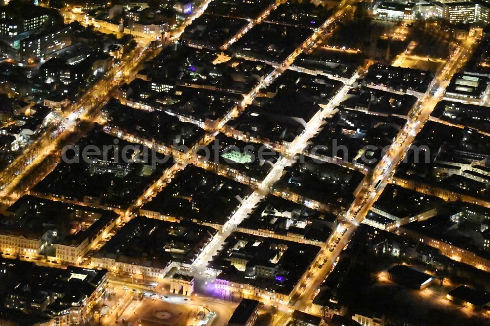 Aerial image at night Potsdam - Night view old Town area and city center in the district Innenstadt in Potsdam in the state Brandenburg